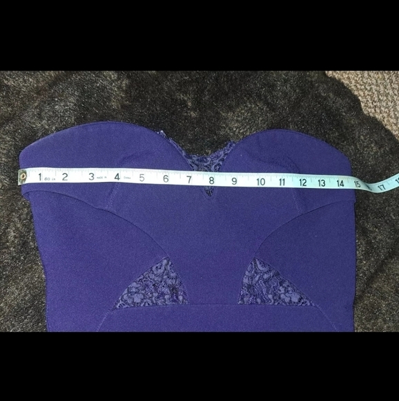 The Kooples Blue Dress Women's Size Small Strapless Lace Inserts Mini B20#11 - Picture 7 of 9